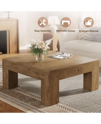 39.4-Inch Square Coffee Table for Living Room, Farmhouse All MDF Accent Center Cocktail Table