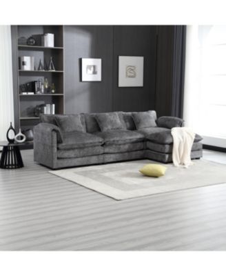 Streamdale Oversized Sectional Cloud Couch, Modern Chenille L Shape, Ottoman & Memory Foam