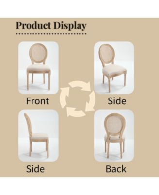 French Country Rattan Back Dining Chairs - Set of 2