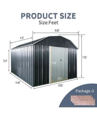 10&#39;x12&#39; Metal Storage Shed with Lockable Doors
