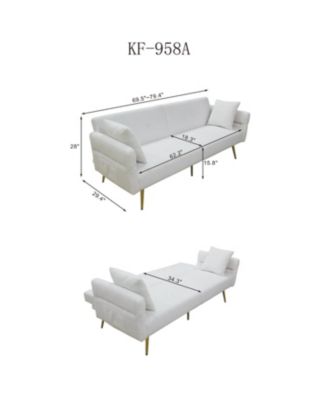 Teddy Upholstered Loveseat Sofa Bed with Adjustable Back - Pink