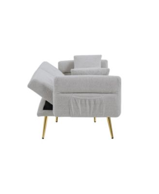 Teddy Upholstered Loveseat Sofa Bed with Adjustable Back - Grey