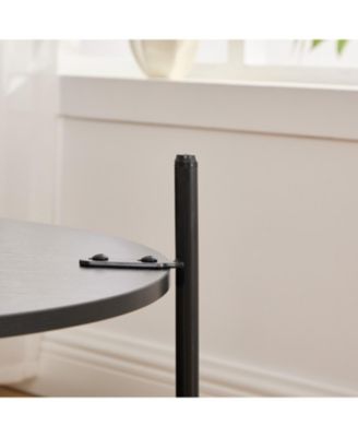 Upholstered Round Ottoman Coffee Table with Storage - Charcoal