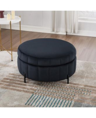 31.5" Velvet Storage Ottoman - Black