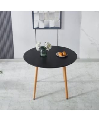 Extensible Black Table- Wood Leg, MDF Top
