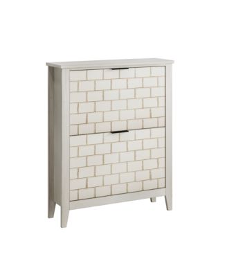 Streamdale Retro White Shoe Cabinet - Mid-Century Style