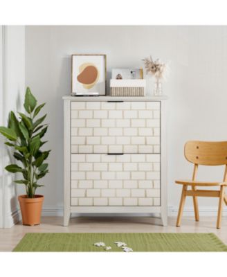 Streamdale Retro White Shoe Cabinet - Mid-Century Style