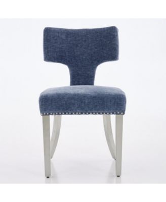 Streamdale Mid Century Blue Chenille Dining Chairs (Set of 2
