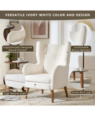 Streamdale White Teddy Fabric Accent Chair