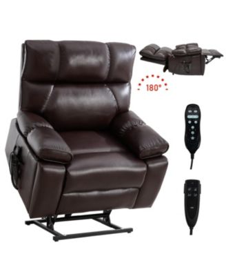 Streamdale Brown Leatheraire Power Lift Recliner with Heat & Massage