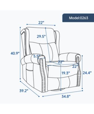 Streamdale Red Leather Heat Massage Rocker Swivel Recliner