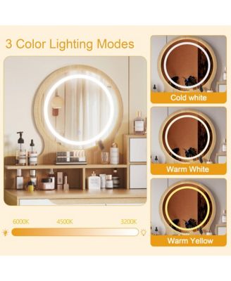 Streamdale Lighted Vanity Desk with 3 Adjustable Mirror and 4 Drawers