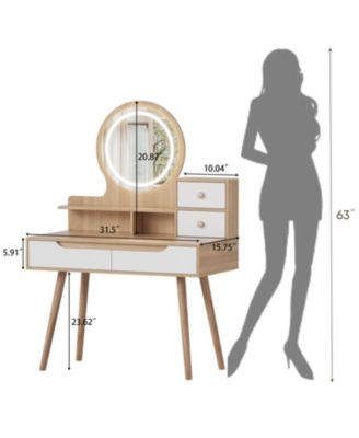 Streamdale Lighted Vanity Desk with 3 Adjustable Mirror and 4 Drawers