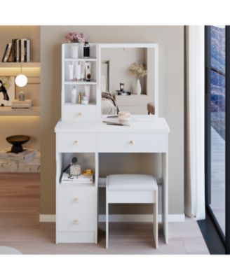 Vanity Table with Mirror & Stool