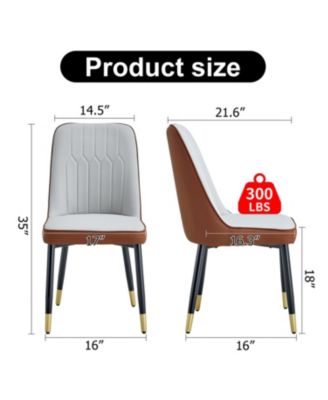 Streamdale Gray & Brown Dining/Living Room Chairs, PU Cushion, Metal Legs, 2-Piece Set