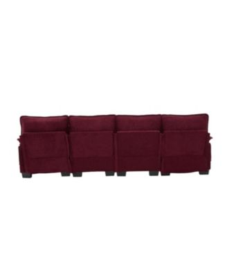 U Shaped Cloud Couch, 110" Chenille Sectional Sofa with Double Chaise