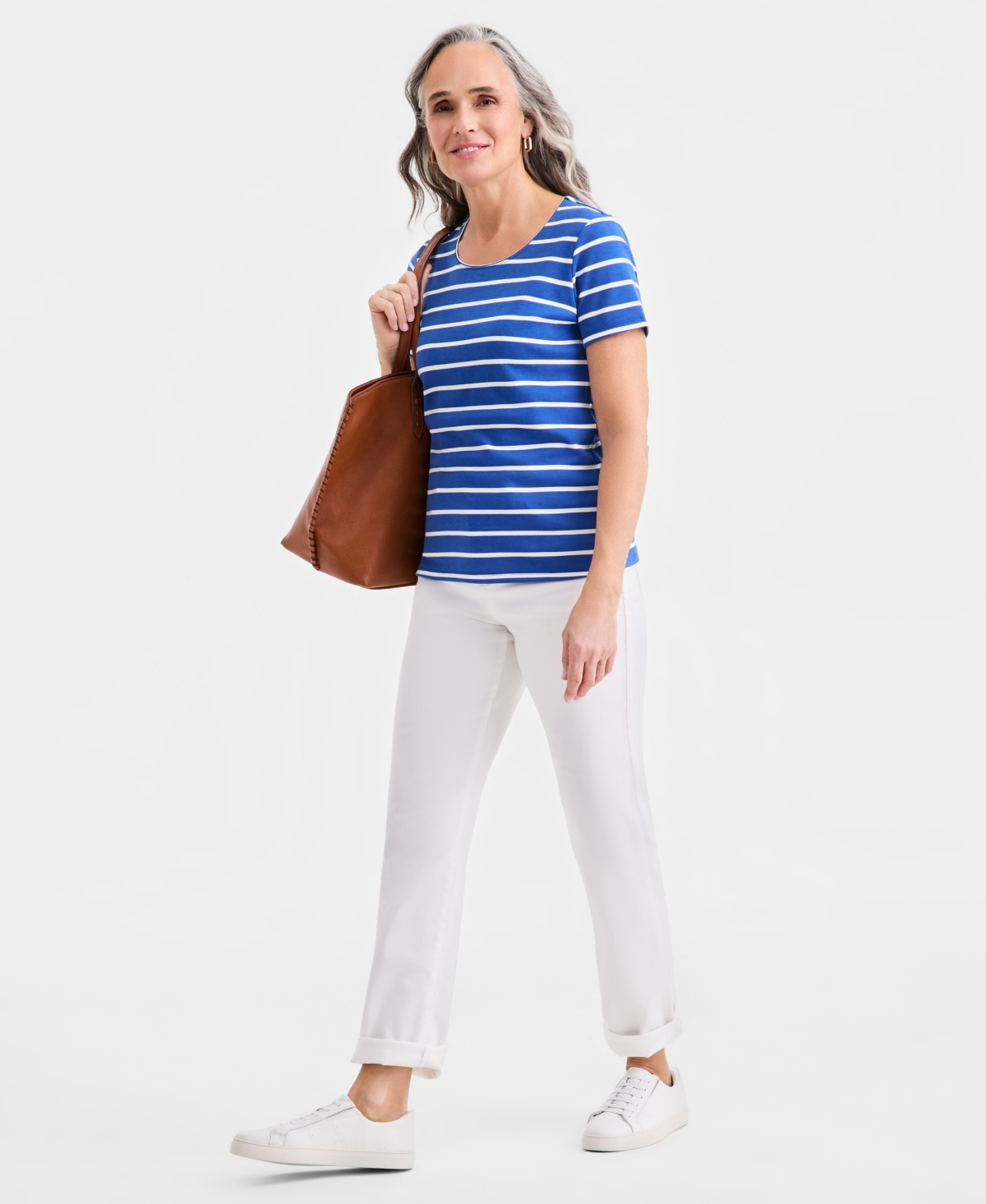 Style & Co Women's Printed Short-Sleeve Scoop-Neck Top, Macy's Exclusive