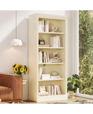 83.4'' 5-Tier Bookcase with Light and Adjustable Shelves