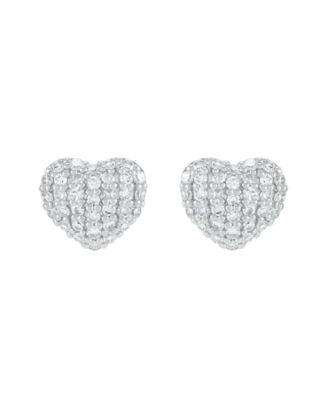 Diamond Heart Stud Earrings (1/2 ct. t.w.) in Sterling Silver and Rhodium