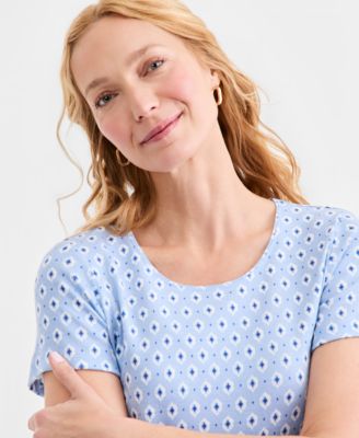 Women's Printed Short-Sleeve Scoop-Neck Top