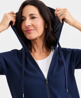 Women's Waffle-Knit Full-Zip Hoodie