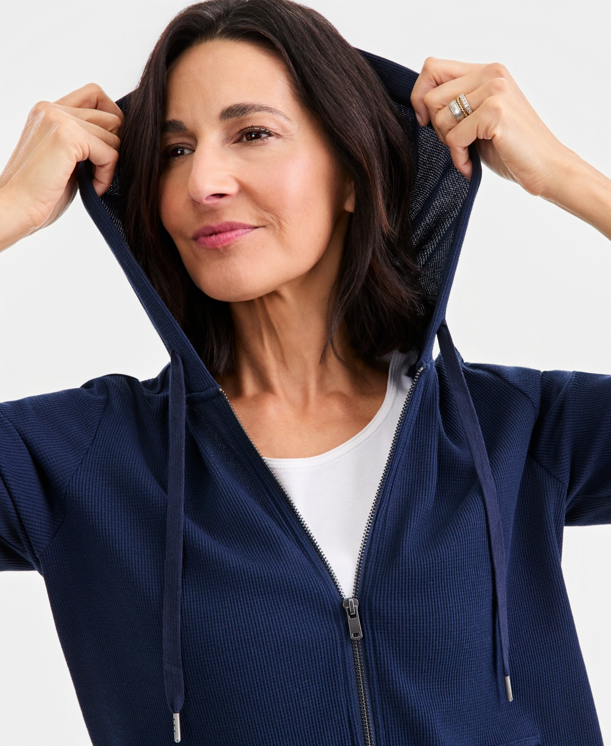 Style & Co Women's Waffle-Knit Full-Zip Hoodie, Macy's Exclusive