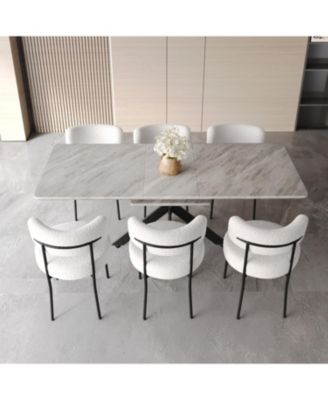 Extendable Dining Table Set with Upholstered Chairs