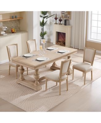  French Country Upholstered Dining Chairs (Set of 2) - Beige