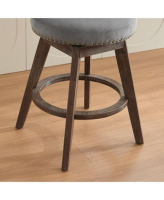 26" Swivel Counter Stools Set of 2, Velvet Upholstered, Gray
