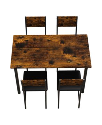 Metal & Wood Dining Set for 4