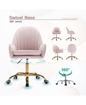 Velvet Home Office Chair with Wheels and Side Arms