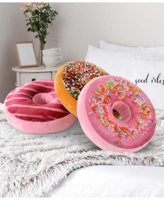 Reversible Photoreal Donut Decorative Pillow, 16" Round