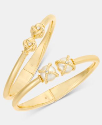 2-Pc. Set Pav&eacute; & Imitation Pearl Bangle Bracelets