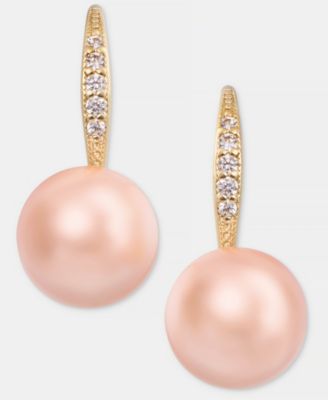 Pav&eacute; & Imitation Pearl Drop Earrings