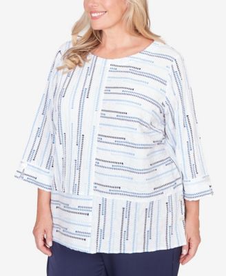 Plus Size Classic Spliced Jacquard Stripe Top