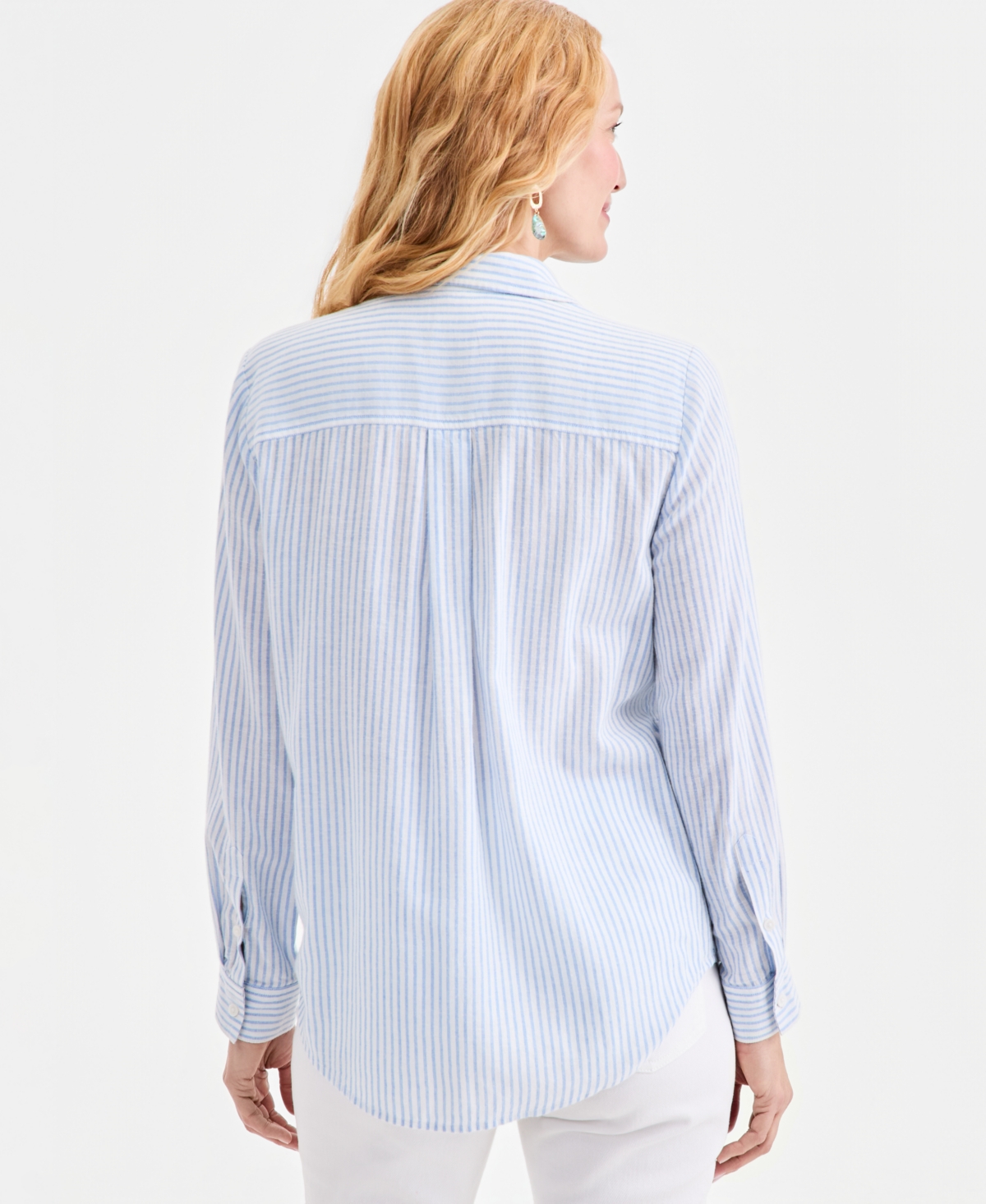 Style & Co Petite Collared Neck Embroidered Detail Shirt, Macy's Exclusive