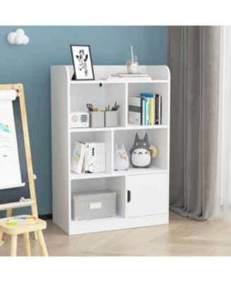 White MDF Kids Bookcase with Display Names and Anti-Tip Device
