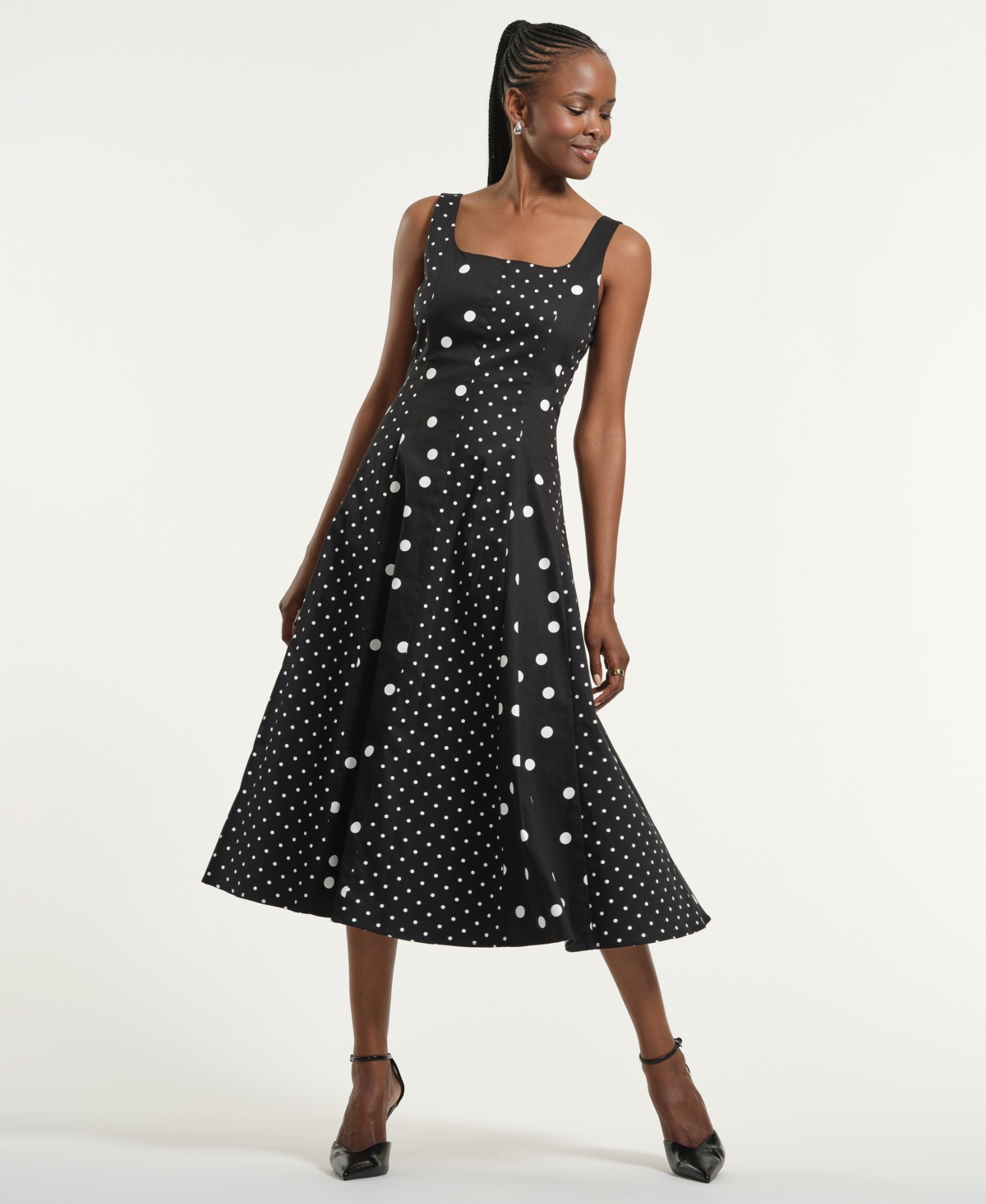 Isaac Mizrahi Women's Seamed Square Neck Midi Dress