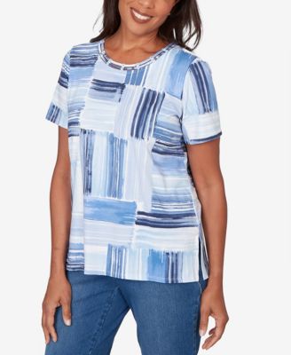 Women's Brushstroke Beaded Neck T-Shirt