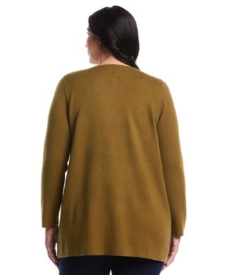 Plus Size Plus Size Turnlock Metal Closure Long Sleeve Cardigan