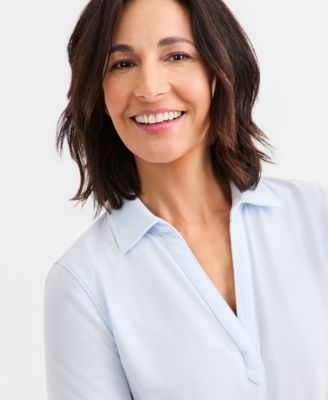 Women's Short-Sleeve Knit Polo Shirt