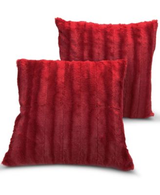 Plush Reversible Faux Fur 2-Pack Decorative Pillow, 16" x 16"
