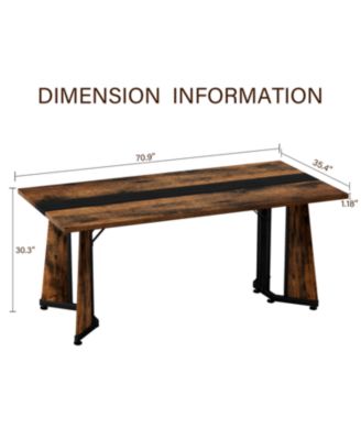 70.9" Rectangular Dining Table - Seats 8 Rustic Brown