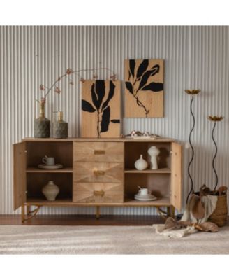 Light Wood 9-Drawer Dresser & TV Stand