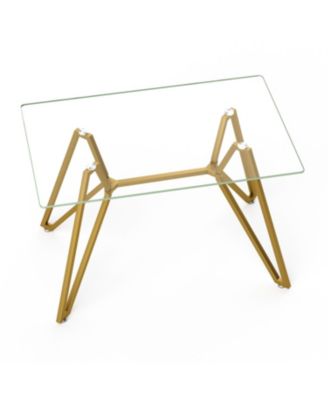 47.3" Rectangular Glass Dining Table - Gold