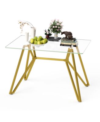 47.3" Rectangular Glass Dining Table - Gold