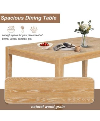 Retro 7-Piece Dining Table Set for 6 with Upholstered Chairs (Natural)