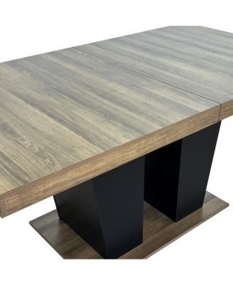 Extendable Dining Table, 4-10 People, Black Pedestal Base