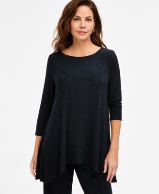 Women's Printed 3/4-Sleeve Swing Knit Top