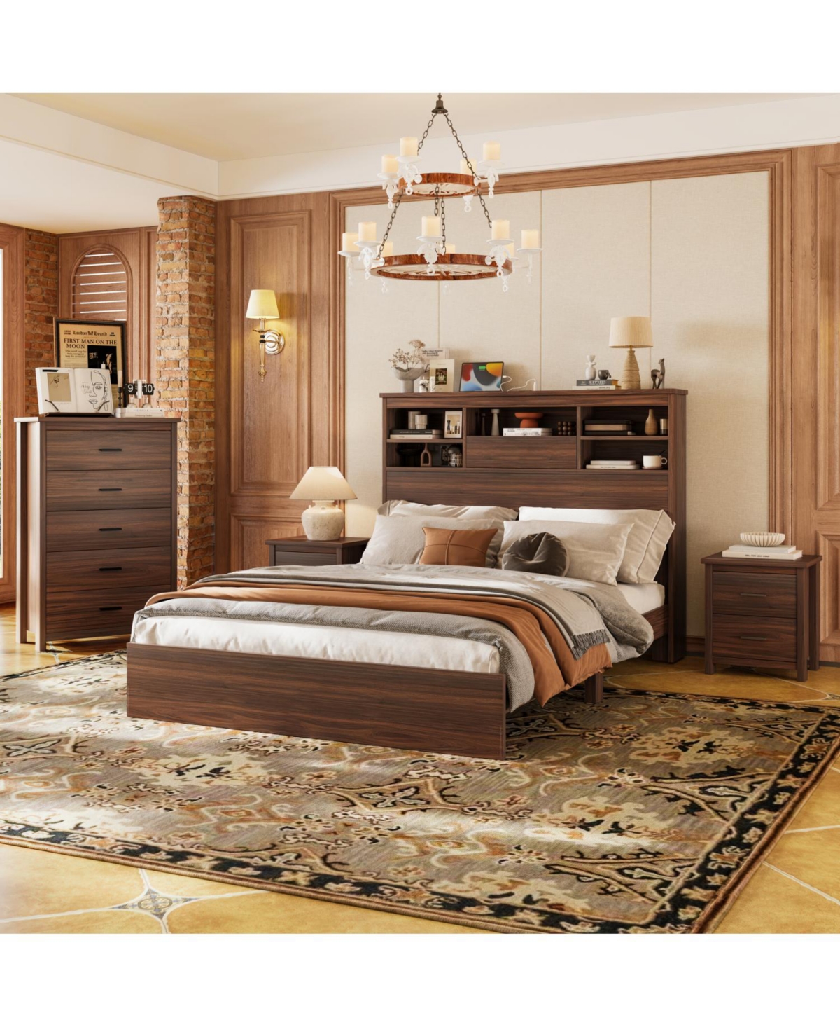 Streamdale Furniture Streamdale Queen Bed Set- Storage Headboard, Nightstands, Dresser